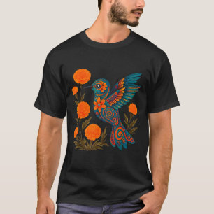 Alebrije Hummingbird Flower Mexican Folk Art Bird T-Shirt
