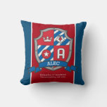 Alec name meaning red blue bird crest throw pillow