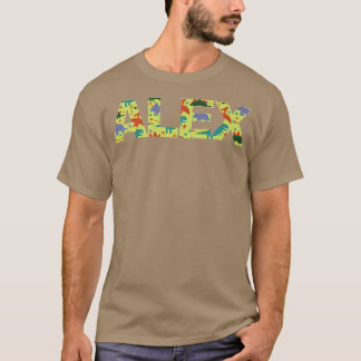 AleCool Boys Name with colorful cute Dinos for Kid T-Shirt