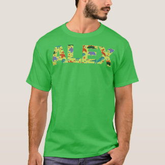 AleCool Boys Name with colorful cute Dinos for Kid T-Shirt