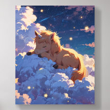 Aleeping Pony On Top Of Soft Clouds