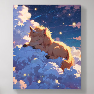 Aleeping Pony On Top Of Soft Clouds Wood Photo Tile