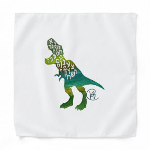 Alefsaurus Hebrew Alphabet Dinosaur Art Bandana