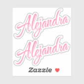 Alejandra Decorative Name in Pink x2 Sticker | Zazzle