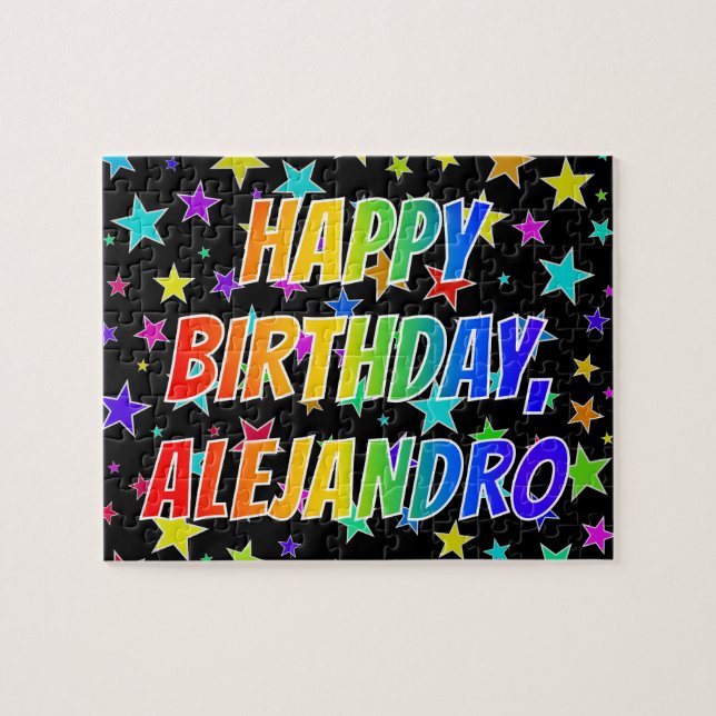 "ALEJANDRO" First Name, Fun "HAPPY BIRTHDAY" Jigsaw Puzzle (Horizontal)