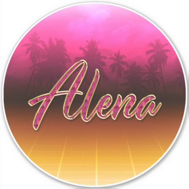 Alena First Name golden pink sticker sticker (Front)