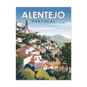 Alentejo Portugal Travel Art Vintage Postcard