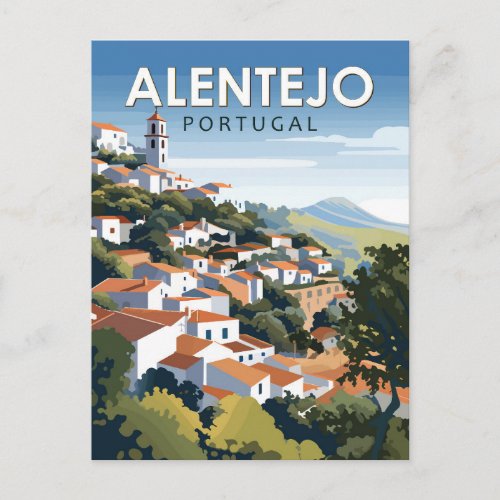 Alentejo Portugal Travel Art Vintage Postcard