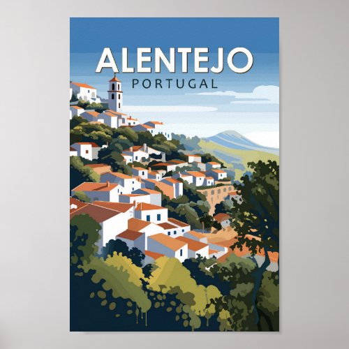 Alentejo Portugal Travel Art Vintage Poster
