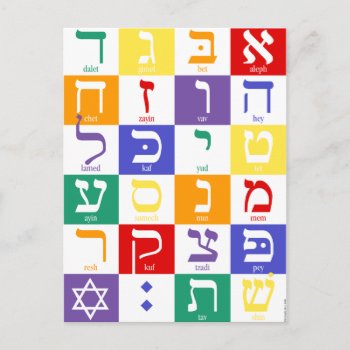Aleph-bet (hebrew Alphabet) - Rainbow Postcard by SY_Judaica at Zazzle