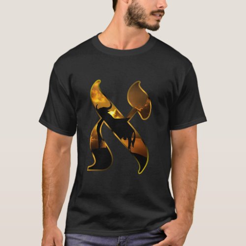 Aleph letter with silhouette of bull T_Shirt