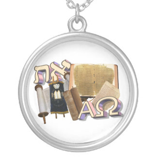 Aleph Tav / Alpha Omega Silver Plated Necklace