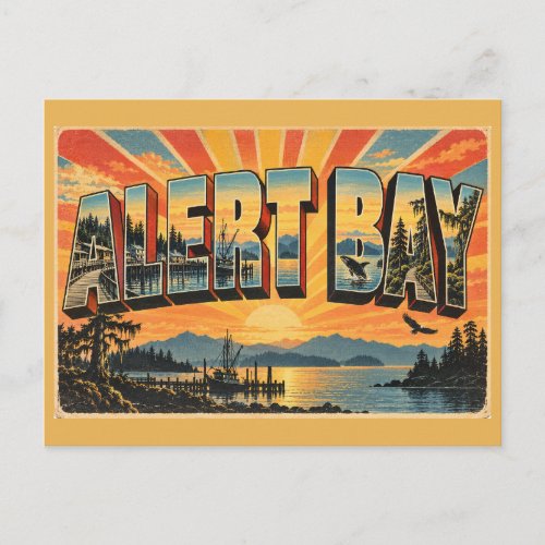Alert Bay BC Rainforest Waterfront Wildlife Art Postcard