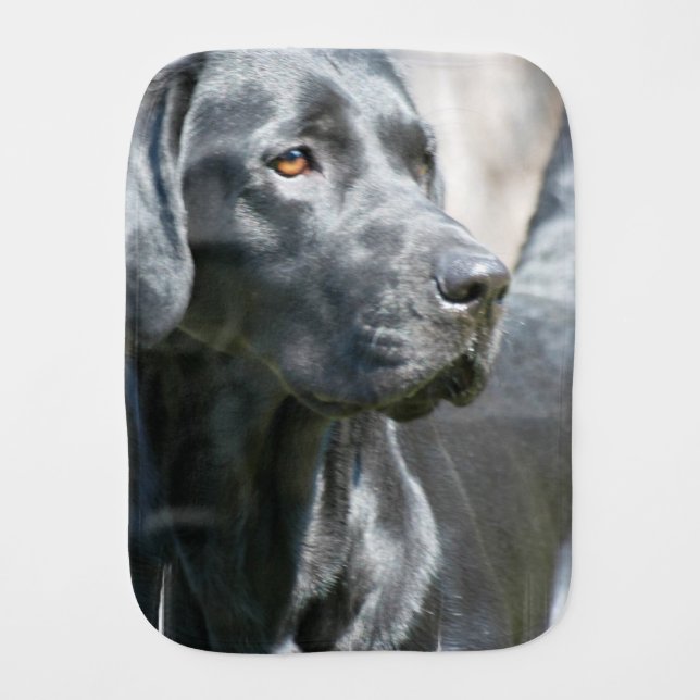 Alert Black Labrador Retriever Dog Baby Burp Cloth (Front)
