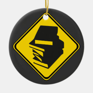 Alert: Books Ahead! Ceramic Ornament