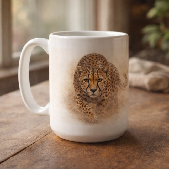 Alert Cheetah | African Wildlife Art Coffee Mug (Creator Uploaded)