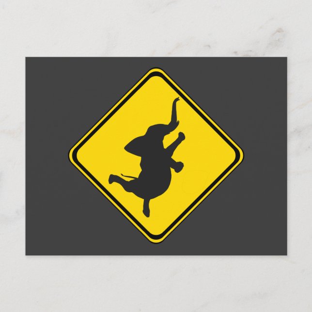 Alert: Dancing Elephant Xing! Postcard (Front)