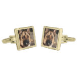 Alert German Shepherd Gold Cufflinks