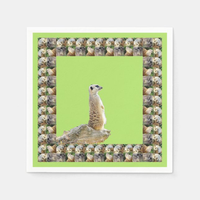 Alert Meerkat Framed By Meerkats, Napkins (Front)