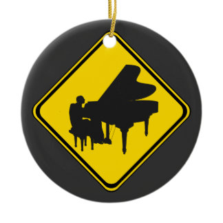 Alert: Piano Player Ahead! Ceramic Ornament