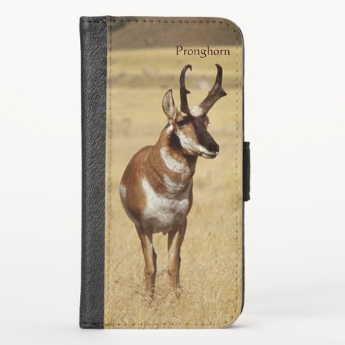 Alert Pronghorn Antelope with Custom Text Line iPhone X Wallet Case