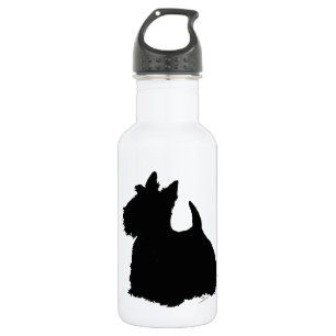 Alert Scottish Terrier Silhouette Water Bottle