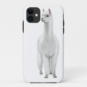Alert White Alpaca Iphone Case by TheCasePlace at Zazzle