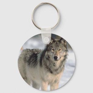 Alert Wolf Keychain