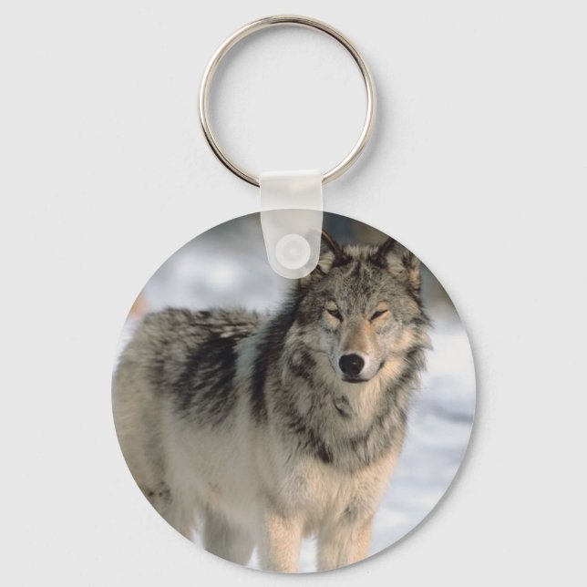 Alert Wolf Keychain (Front)