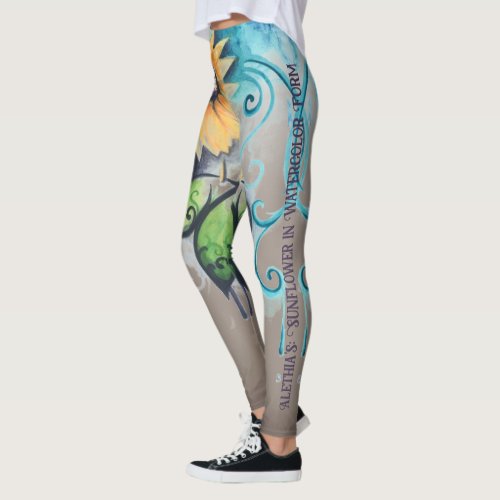 Alethias Sunflower in Watercolor Form Fog_tone Leggings