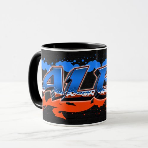 Alex First Name Graffiti blue orange Tasse Mug