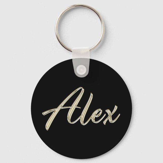 Alex Name whitegold Button Schlüsselanhänger Keychain (Front)