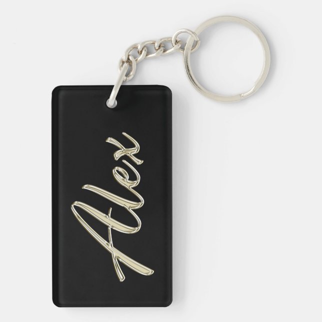 Alex Name whitegold key trailer Keychain (Back)