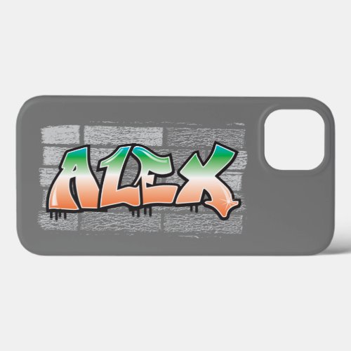 ALEX Your Name Graffiti Brick Wall Paint Splatter iPhone 13 Case