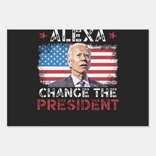 Alexa Change The President Funny PoliticalPatrio Wrapping Paper Sheets