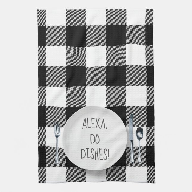 Alexa Command humor for doing dishes Kitchen Towel (Vertical)