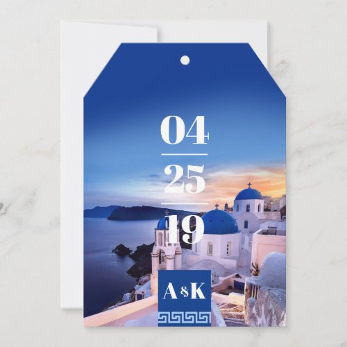 ALEXA Greek Key Luggage Tag Shaped Save the Date