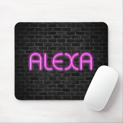 ALEXA In Pink Neon Lights Mouse Pad