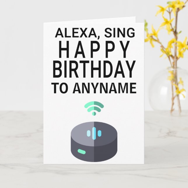 Alexa Sign Happy Birthday Card (Yellow Flower)