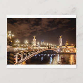 Alexander 3 bridge in Paris France at night Postcard