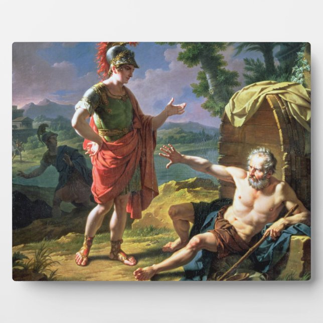 Alexander and Diogenes, 1818 (oil on canvas) Plaque (Front)