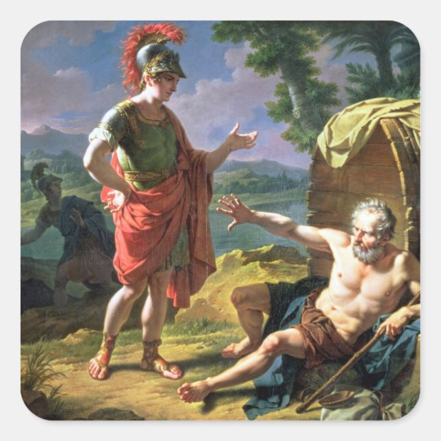 Alexander and Diogenes, 1818 (oil on canvas) Square Sticker (Front)