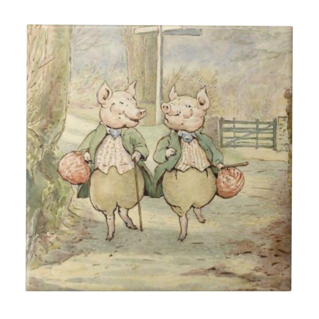 Alexander and Pigling Bland by Beatrix Potter Ceramic Tile (Front)