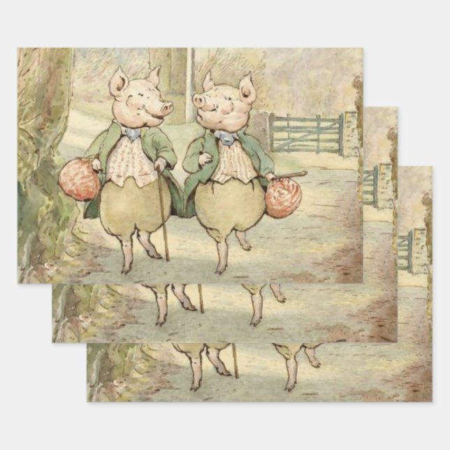 Alexander and Pigling Bland by Beatrix Potter Wrapping Paper Sheets (Set)
