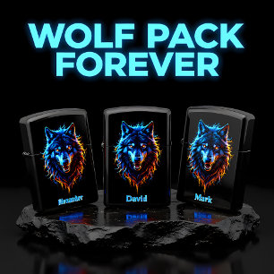 Alexander Blue Fire Wolf Black Zippo Lighter