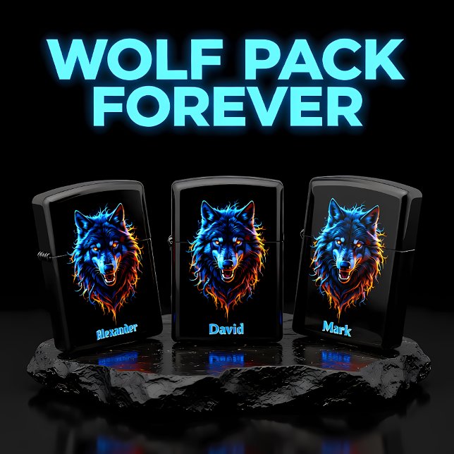 Alexander Blue Fire Wolf Black Zippo Lighter (Creator Uploaded)