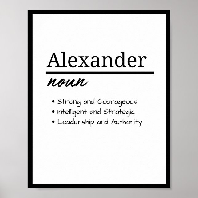 Alexander, Boy Personalized Name Definition Poster (Front)