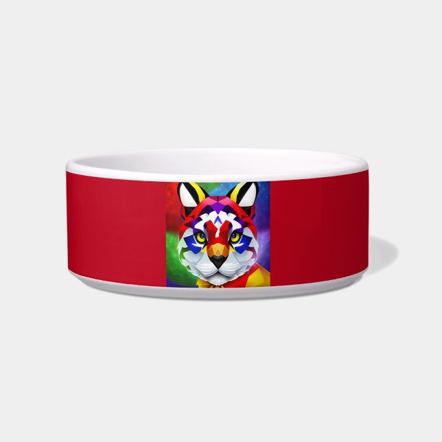 Alexander Cat red medium pet bowl (Front)