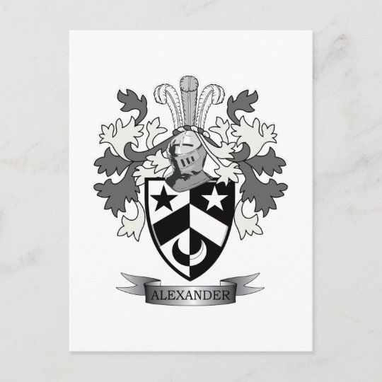 Alexander Family Crest Coat of Arms Postcard
