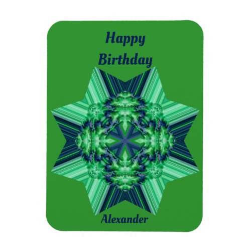 ALEXANDER  Green Blue card Octagonal Star  Magne Magnet
